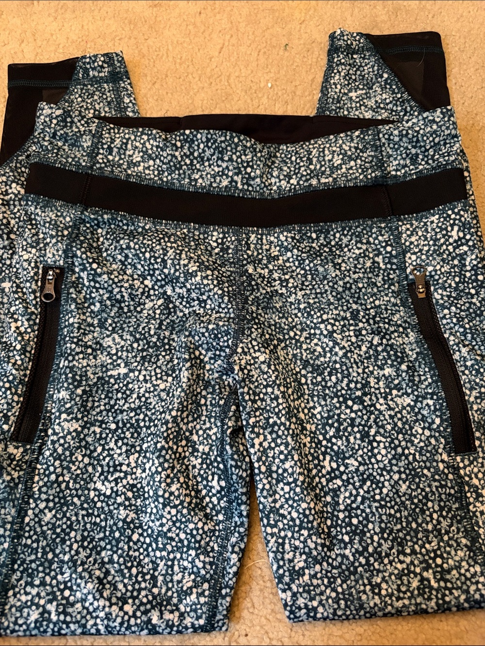 lululemon athletica Blue Speckled Performance Leggings with Black Trim